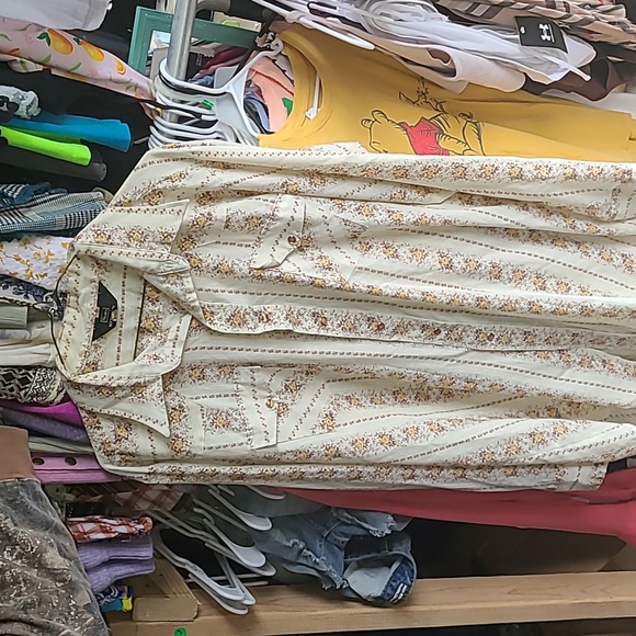 western wear Tops - Women's vintage western wear long long tunic button up large